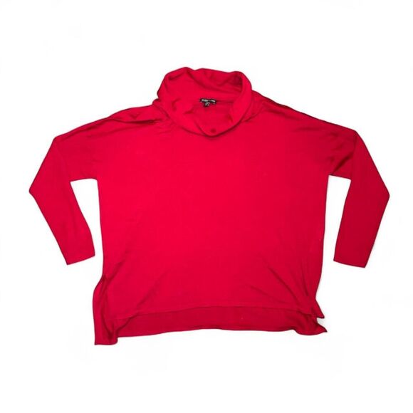 Eileen Fisher Women’s Large Red Merino Wool Sweater Cowl Neck Long Sleeve - Picture 1 of 5